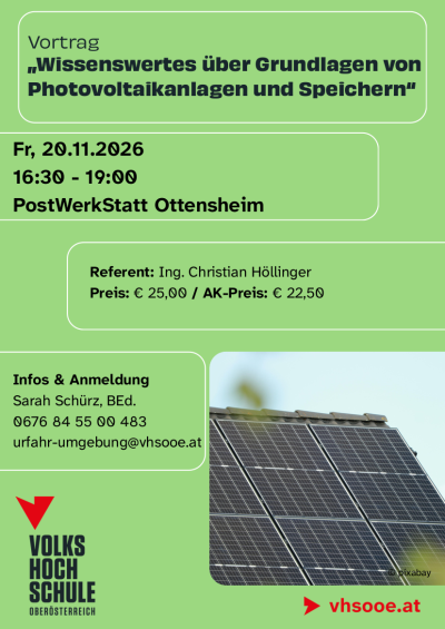 Vortrag Photovoltaikanlagen & Speicher